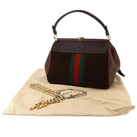 GUCCI Ophidia 2way Hand Shoulder Bag Leather Suede Brown 726428 90277062 - Picture 1 of 11